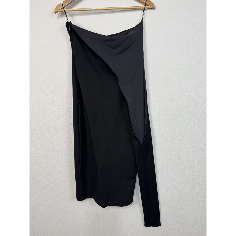 ALIEVA Dasha One Shoulder Bodycon Midi Dress Women's M Black Long Sleeve NWT